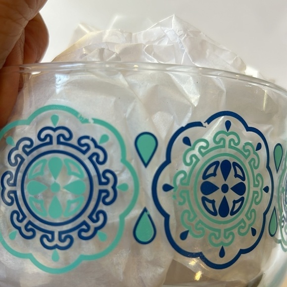 Pyrex Set of 3 Glass Turquoise Blue Pinwheel Serving Bowls - Picture 10 of 13